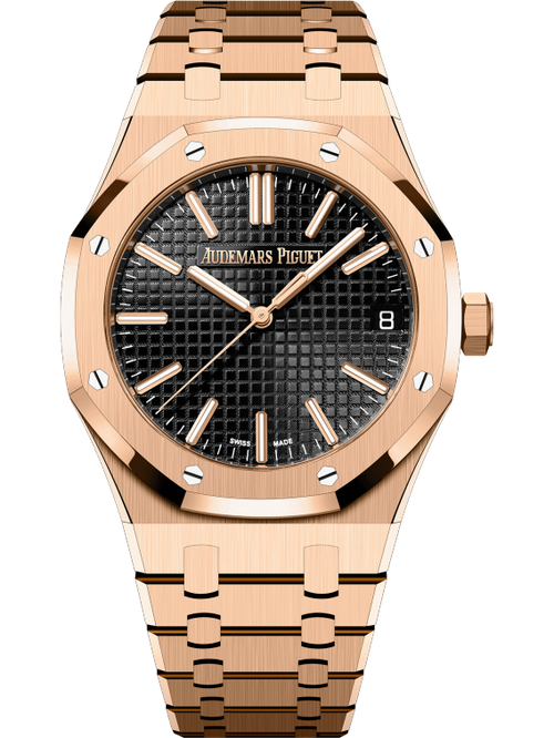 Audemars Piguet ROYAL OAK Pink Gold Schwarzes Zifferblatt 41mm