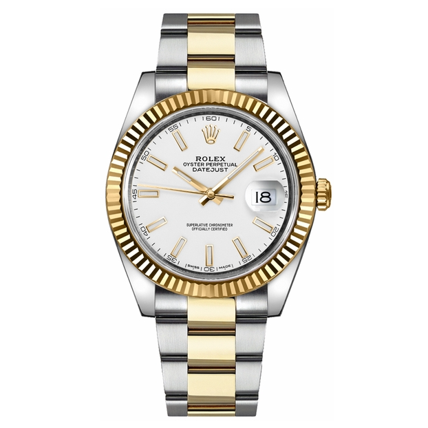 Rolex Datejust 41 Weißes Zifferblatt Men's Gold & Edelstahl -0015