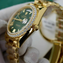 Rolex Day-Date Gelbgold Green Ombre Roman Numeral Dial Diamanten Bezel Replica