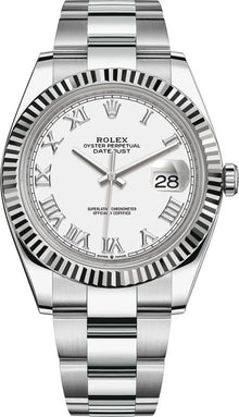 Rolex Datejust 41 Edelstahl White Roman Dial