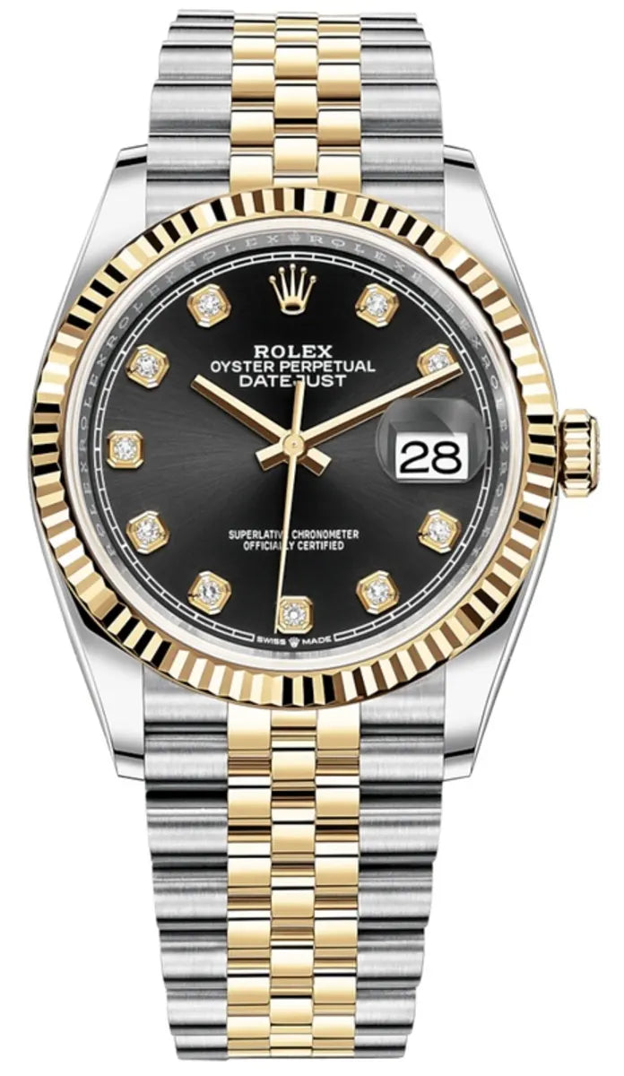 Rolex Datejust 36 Edelstahl & Gelbgold Black Diamanten Dial