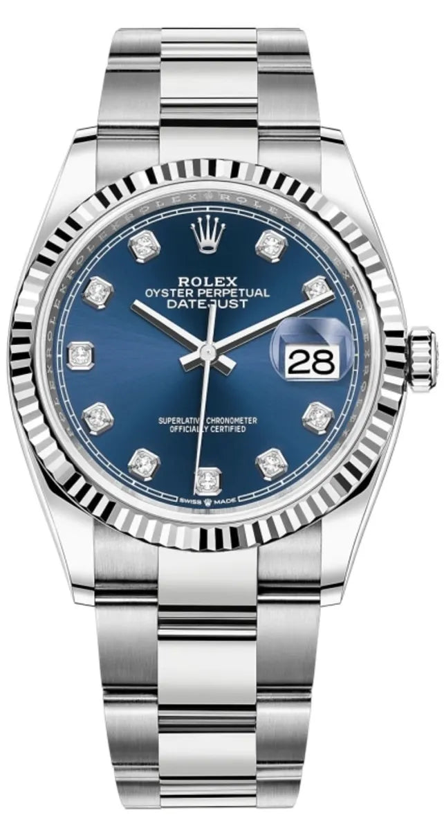 Rolex Datejust 36 Edelstahl & Weißgold Blue Diamanten Dial