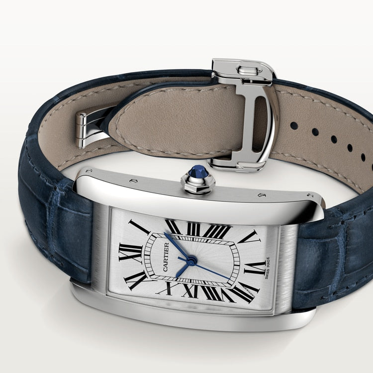 Cartier TANK AMERICAINE Blau Strap 26.6 mm