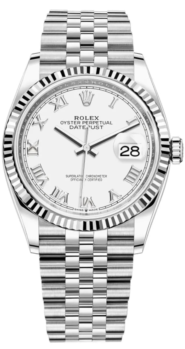 Rolex Datejust 36 Edelstahl & Weißgold White Roman Dial