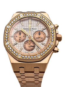 Audemars Piguet Royal Oak Chronograph Roségold Silbernes Zifferblatt Diamanten Bezel
