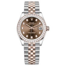 Rolex Datejust 31 Chocolate Diamanten Dial Diamanten Bezel Roségold Two Tone Jubilee 278381
