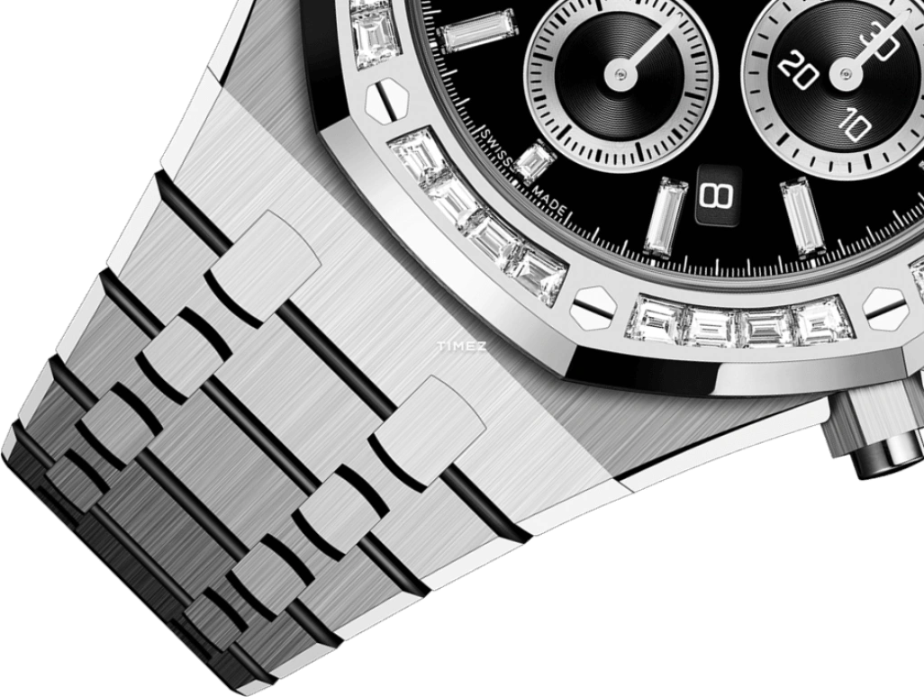 Audemars Piguet AP Royal Oak Diamanten Set Edelstahl 41mm Schwarzes Zifferblatt