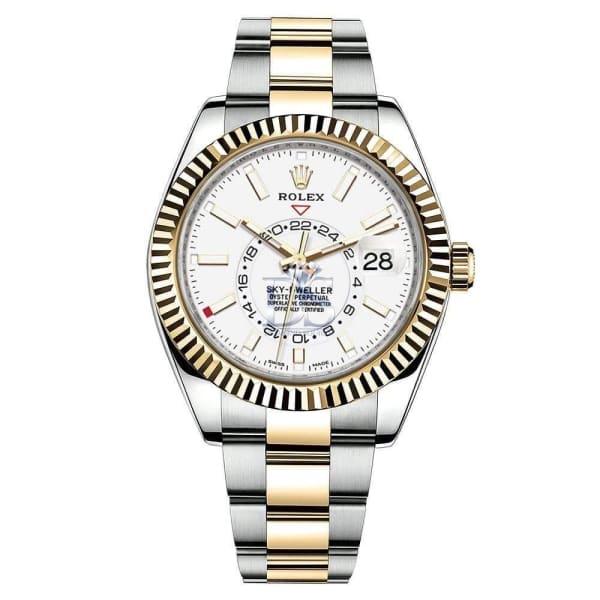 Rolex Sky-Dweller Automatic Men's 18kt Gelbgold Weißes Zifferblatt Oyster -0009