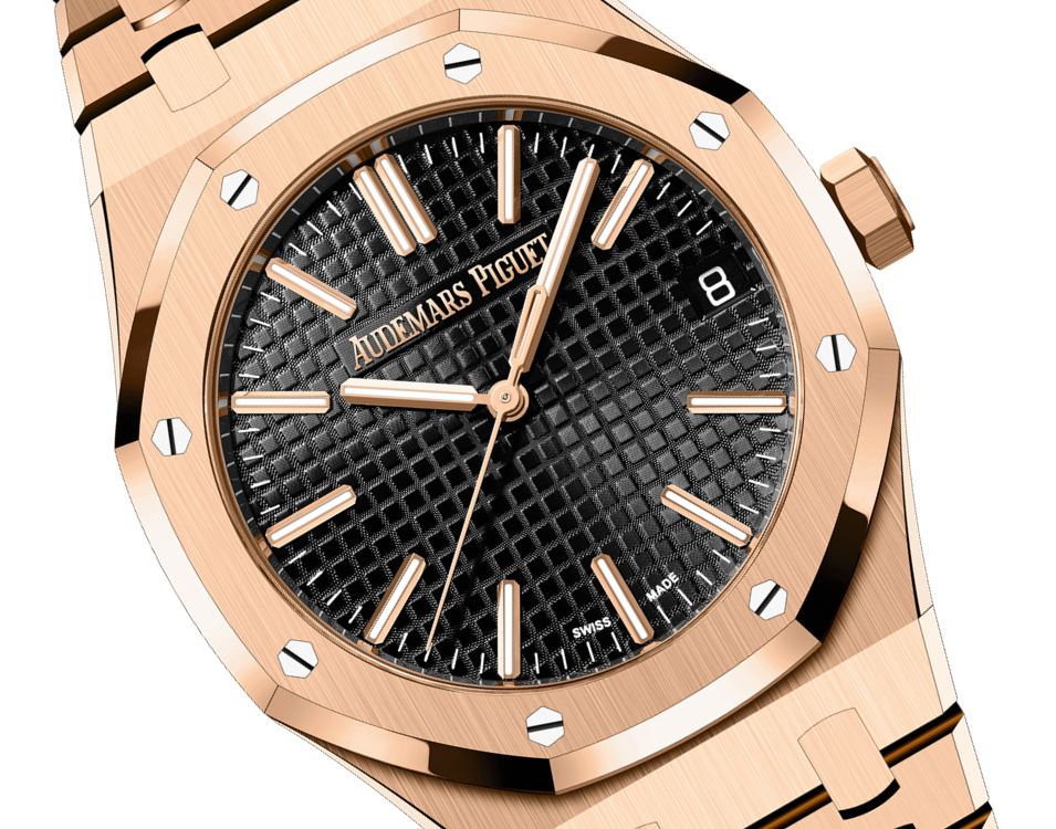 Audemars Piguet ROYAL OAK Pink Gold Schwarzes Zifferblatt 41mm
