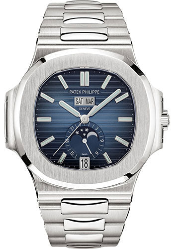 Patek Philippe Nautilus Annual Calendar Moon Phases – 40.5 mm – Edelstahl – Blaues Zifferblatt