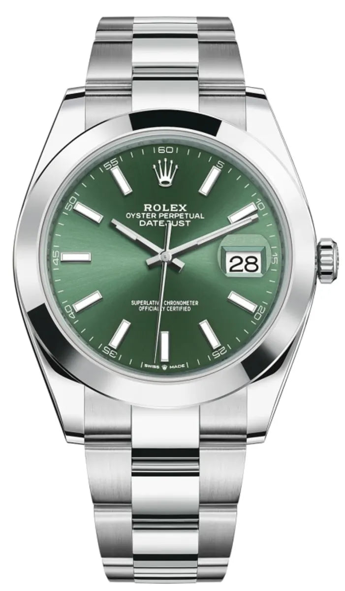 Rolex Datejust 41 Edelstahl Mint Grünes Zifferblatt