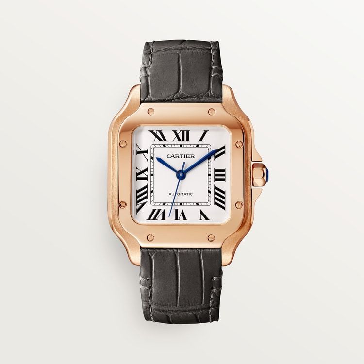 Cartier Santos de Cartier Medium model Opaline Silbernes Zifferblatt 35.1 mm