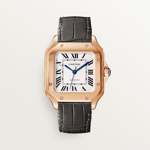 Cartier Santos de Cartier Medium model Opaline Silbernes Zifferblatt 35.1 mm