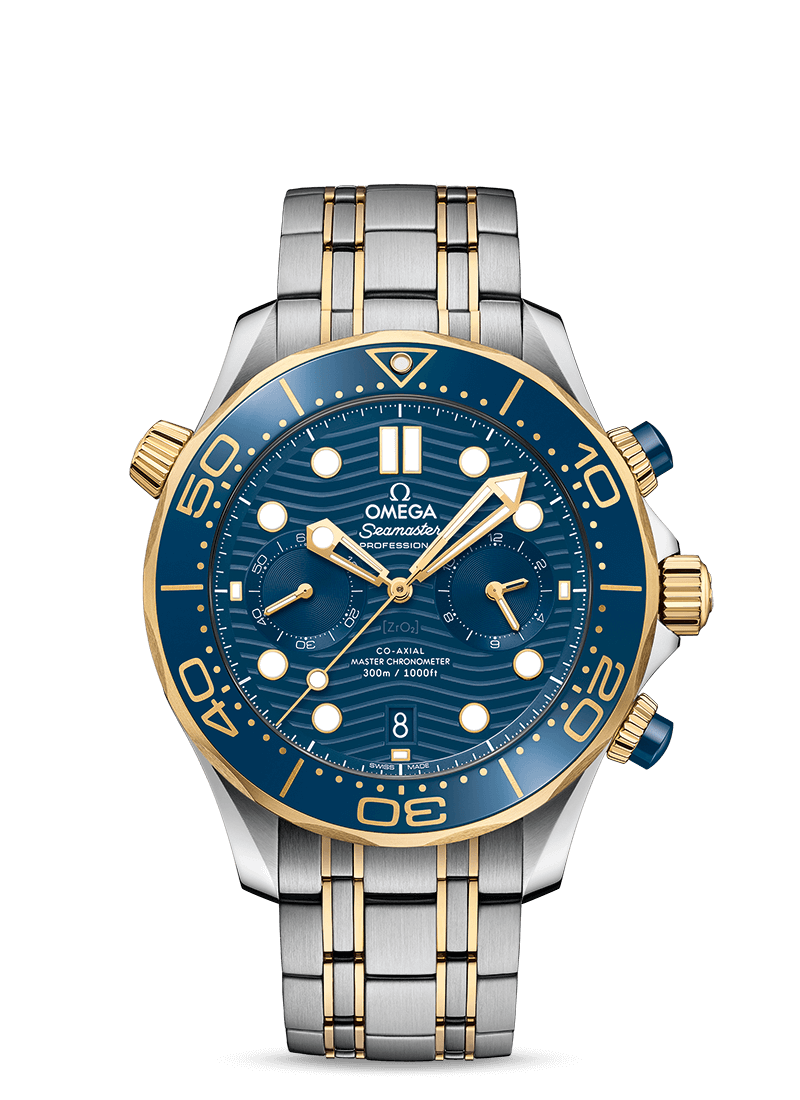 Omega Seamaster Diver 300m CHRONOGRAPH Gelbgold Blue 44mm