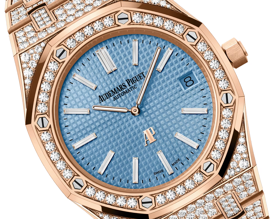 Audemars Piguet ROYAL OAK Light Blaues Zifferblatt Gelbgold Bracelet