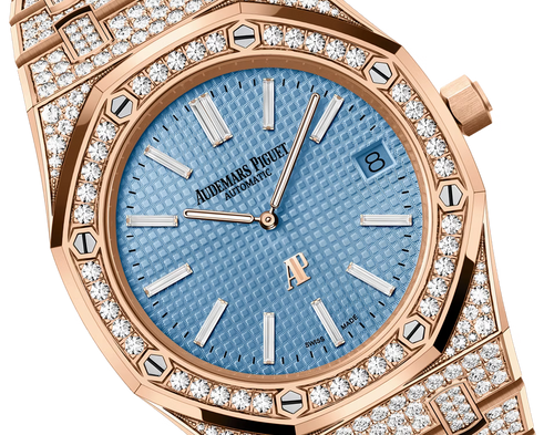 Audemars Piguet ROYAL OAK Light Blaues Zifferblatt Gelbgold Bracelet