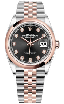Rolex Datejust 36 Edelstahl & Roségold Black Diamanten Dial