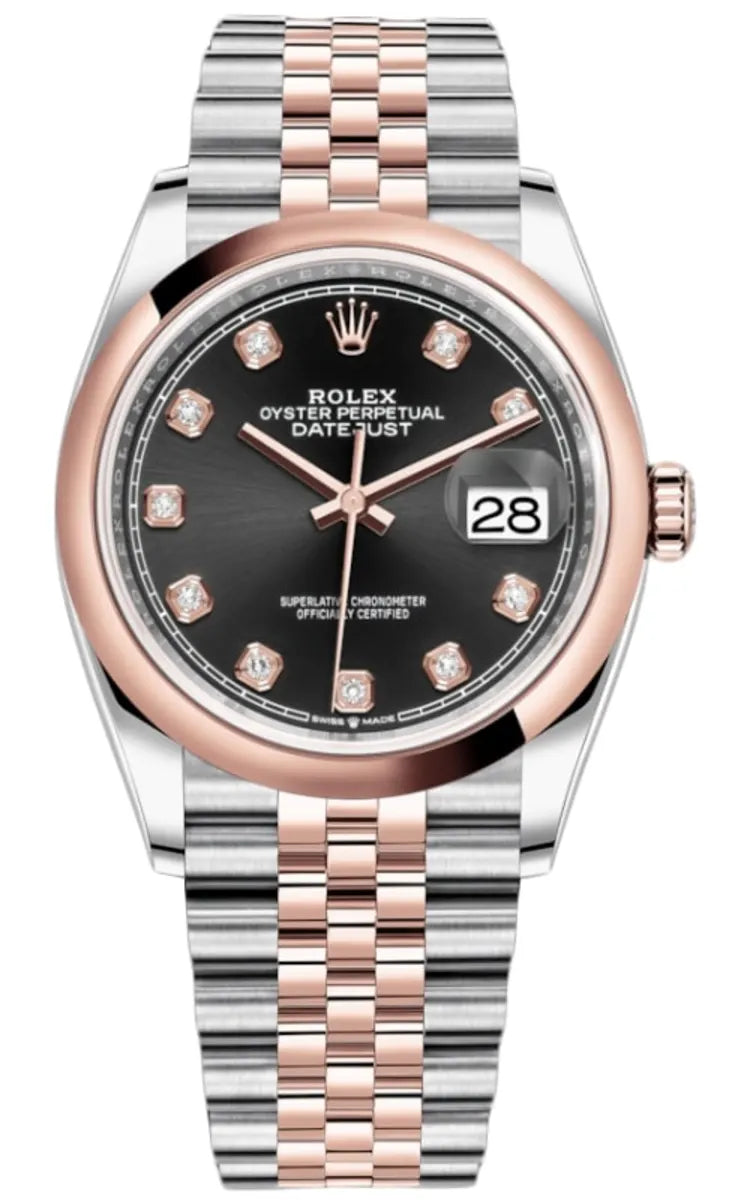 Rolex Datejust 36 Edelstahl & Roségold Black Diamanten Dial