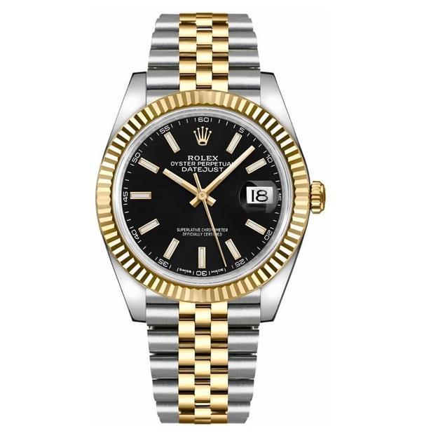 Rolex Datejust 41 Schwarzes Zifferblatt Men's Gold & Edelstahl -0014