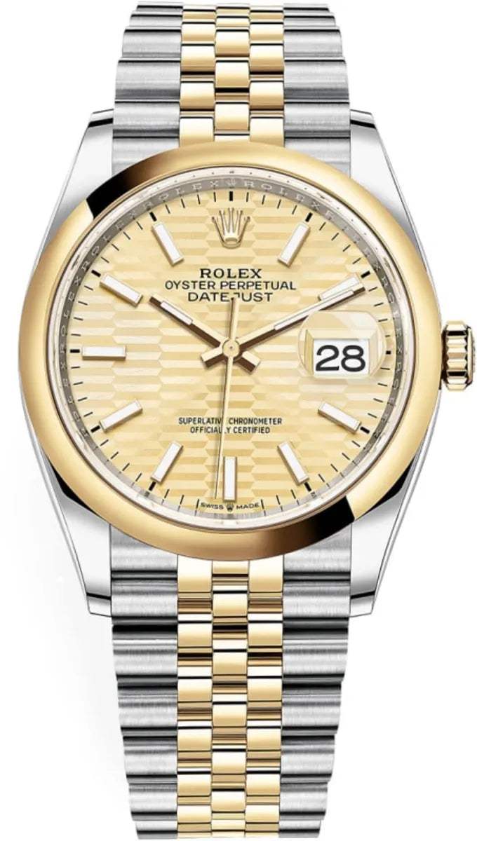 Rolex Datejust 36 Edelstahl & Gelbgold Golden Fluted-Motif Dial