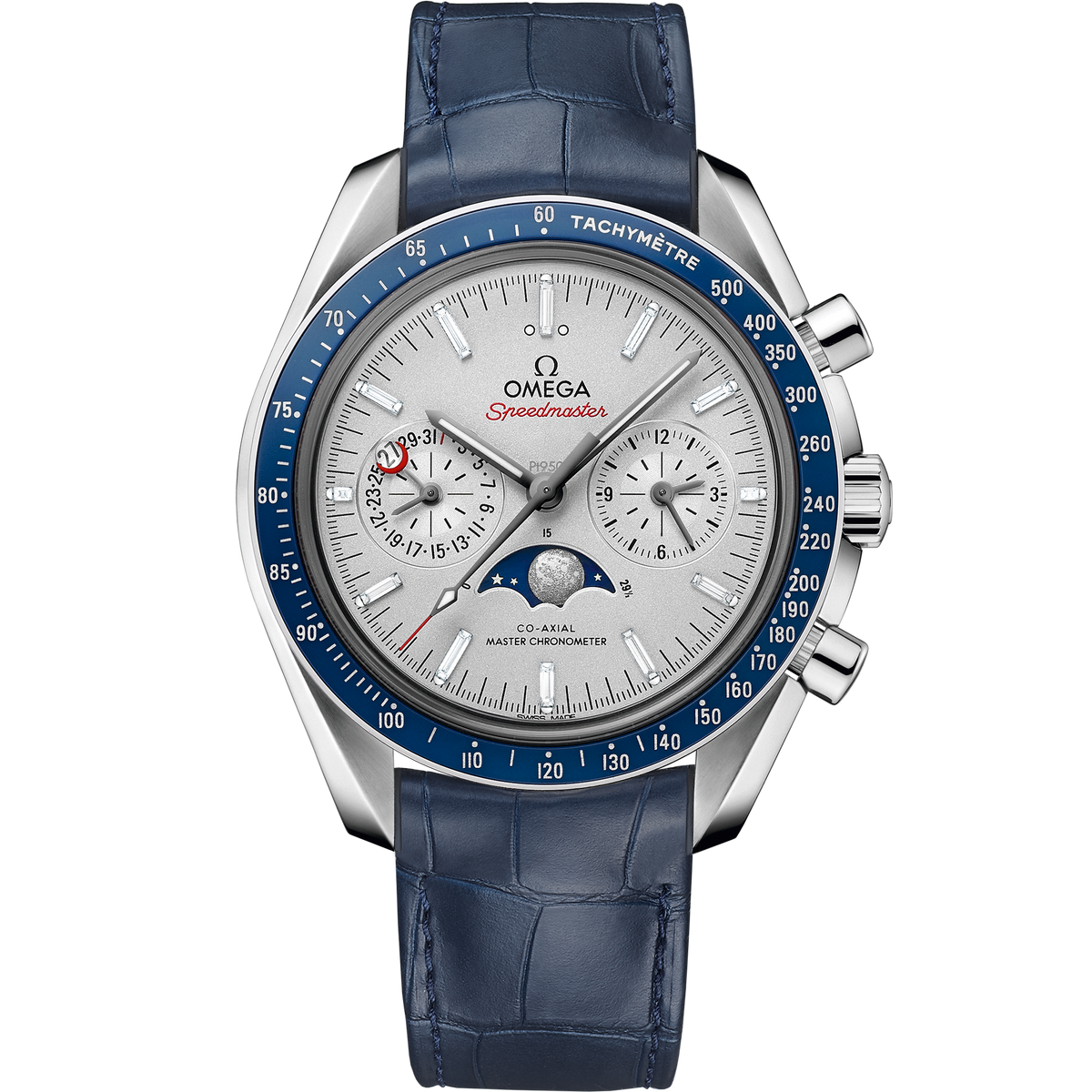 Omega Speedmaster MoonPhase 44.25 mm Platinum Lederarmband