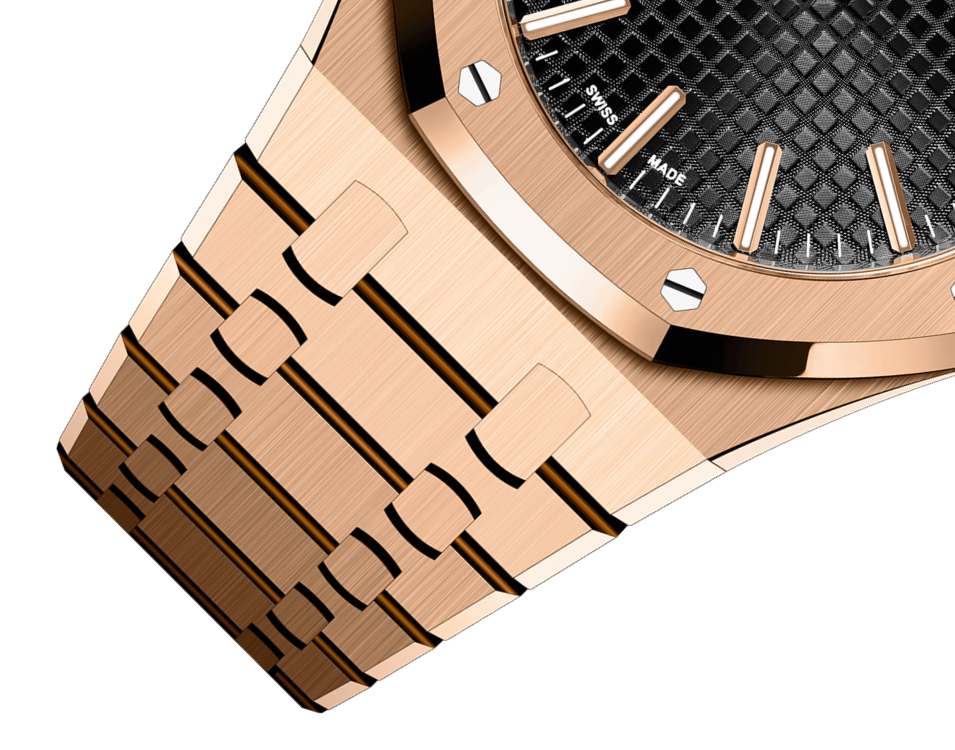 Audemars Piguet ROYAL OAK Pink Gold Schwarzes Zifferblatt 41mm