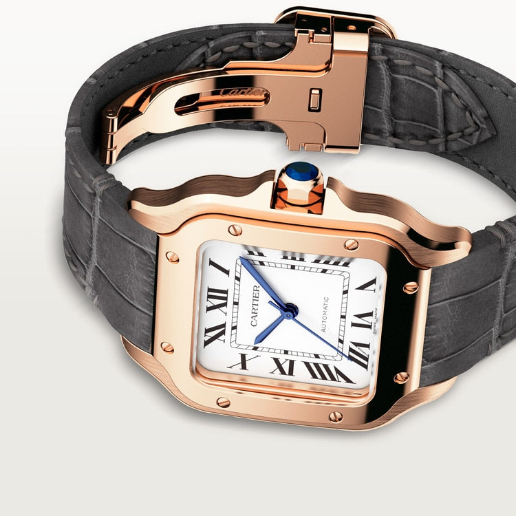 Cartier Santos de Cartier Medium model Opaline Silbernes Zifferblatt 35.1 mm
