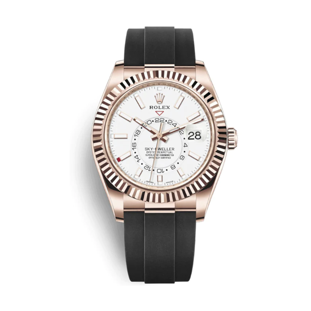 Rolex Sky-Dweller 42mm Oyster Flex Weißes Zifferblatt