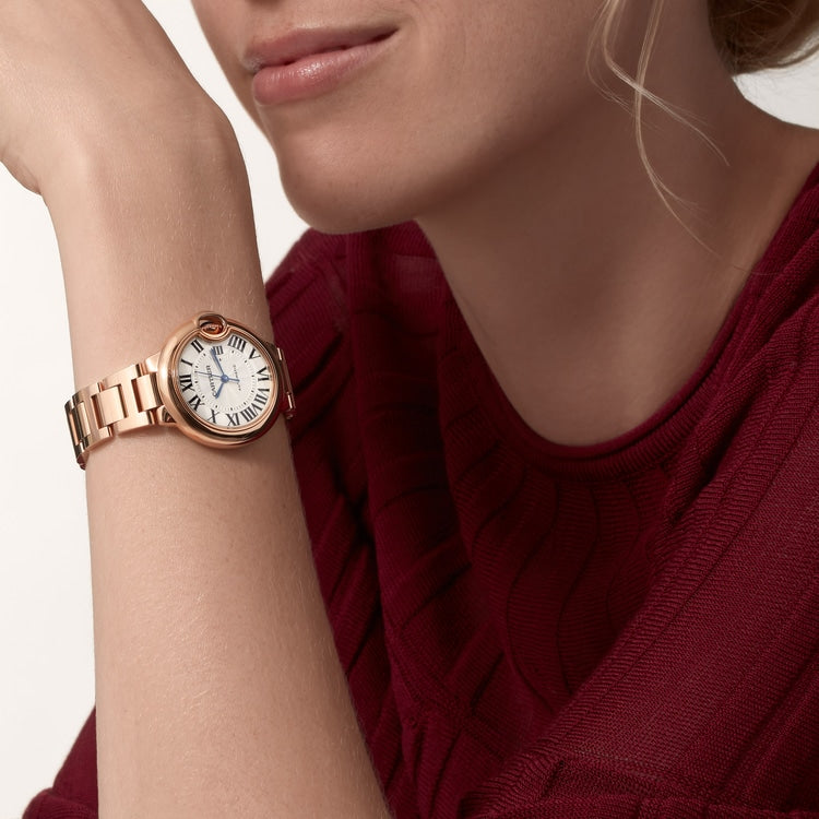 Cartier Ballon Bleu de Cartier Lacquered silvered guilloché opaline dial 33 mm