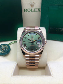 Rolex Day-Date 40 18k Roségold Olive Grünes Zifferblatt 60th Anniversary
