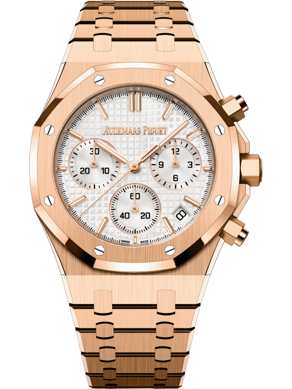 Audemars Piguet ROYAL OAK Pink Gold Silver-Toned Dial CHRONOGRAPH 41mm