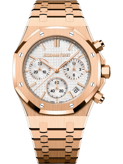 Audemars Piguet ROYAL OAK Pink Gold Silver-Toned Dial CHRONOGRAPH 41mm