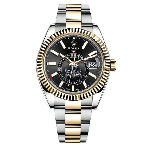 Rolex Sky-Dweller 18K Gelbgold Schwarzes Zifferblatt