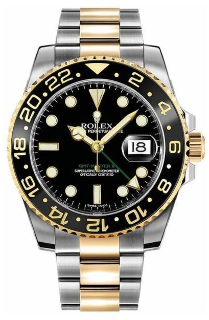 Rolex GMT Master II Two Tone Schwarzes Zifferblatt 40mm -0001