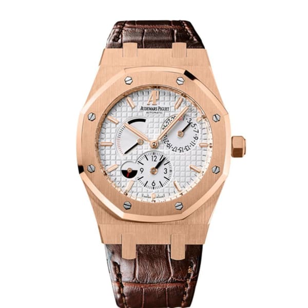 Audemars Piguet Royal Oak Dual Time 39mm - Ref: - Weißes Zifferblatt in 18K Roségold Case