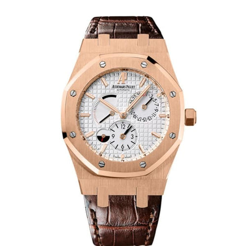 Audemars Piguet Royal Oak Dual Time 39mm - Ref: - Weißes Zifferblatt in 18K Roségold Case