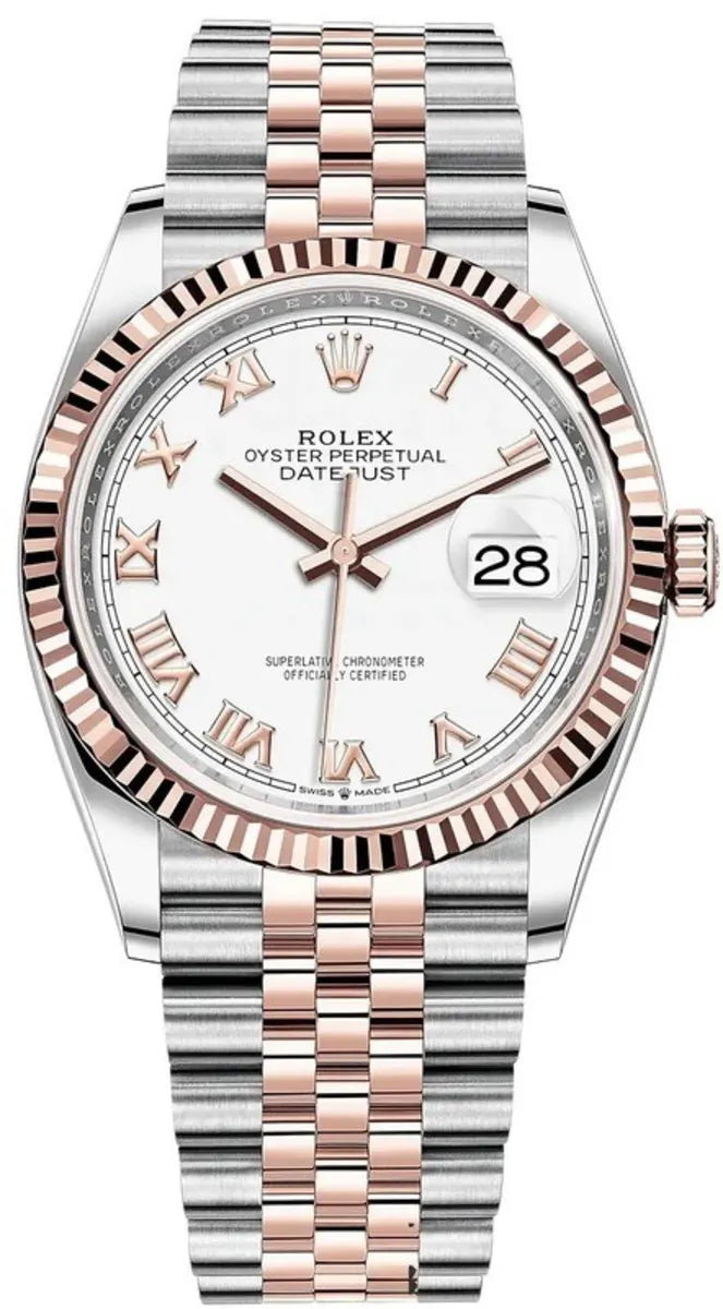 Rolex Datejust 36 Edelstahl & Roségold White Roman Dial Jubilee Bracelet
