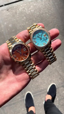 Rolex Day-Date Gelbgold Diamanten Bezel Turquoise Diamanten Dial