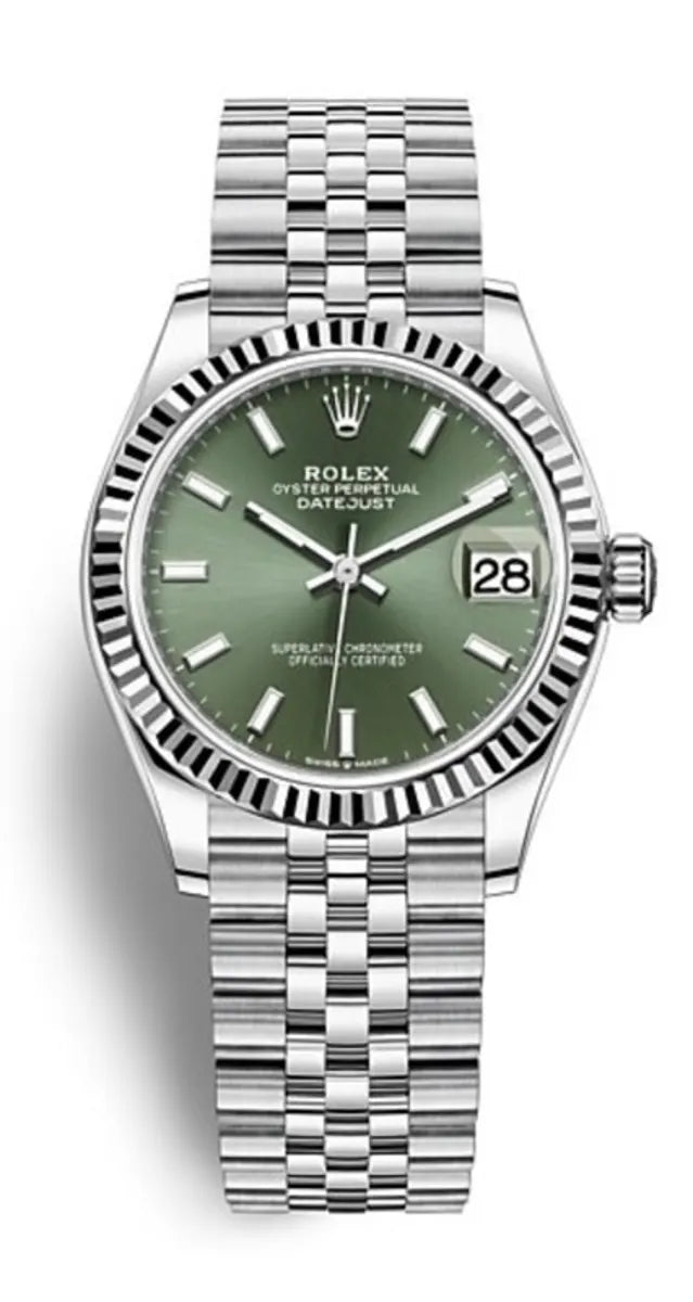 Rolex Datejust 31 Edelstahl and Weißgold Mint Grünes Zifferblatt