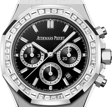 Audemars Piguet AP Royal Oak Diamanten Set Edelstahl 41mm Schwarzes Zifferblatt