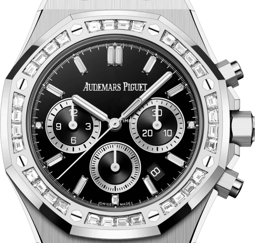 Audemars Piguet AP Royal Oak Diamanten Set Edelstahl 41mm Schwarzes Zifferblatt