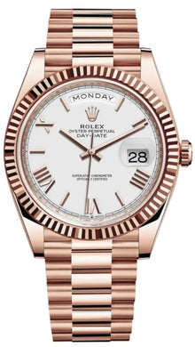Rolex Day-Date 40 18K Roségold Weißes Zifferblatt