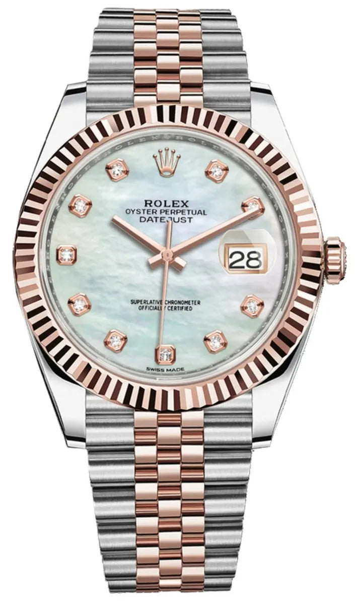 Rolex Datejust 41 Edelstahl and Roségold Mother of Pearl Diamanten Jubilee