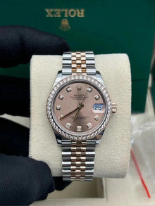 Rolex Datejust 31 Chocolate Diamanten Dial Diamanten Bezel Roségold Two Tone Jubilee 278381