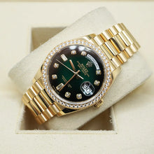 Rolex Day Date 36mm - Ref: - Green Ombre Diamanten Dial & Diamanten Bezel, 18K Gelbgold President Bracelet