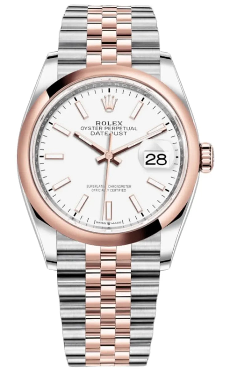 Rolex Datejust 36 Edelstahl & Roségold Weißes Zifferblatt