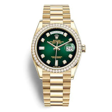 Rolex Day Date 36mm - Ref: - Green Ombre Diamanten Dial & Diamanten Bezel, 18K Gelbgold President Bracelet