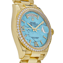Rolex Day-Date Gelbgold Diamanten Bezel Turquoise Diamanten Dial