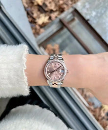 Rolex Datejust 31 Chocolate Diamanten Dial Diamanten Bezel Roségold Two Tone Jubilee 278381