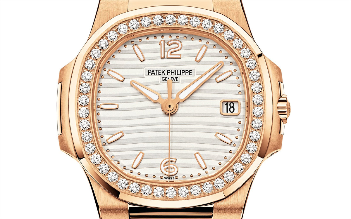 Patek Philippe Nautilus Quartz Diamanten , 18k Roségold, 32mm